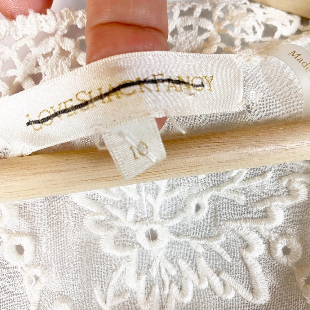 NEW Love Shack Fancy Simonna Floral Ruffle Lace Ivory Cream Boho Mini Dress 10 - Picture 11 of 16